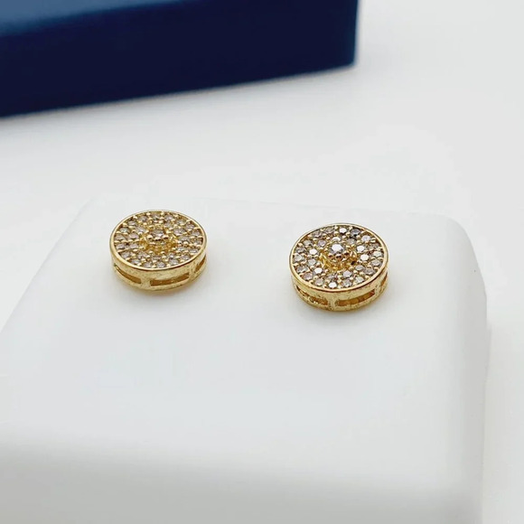 "14K Gold Plated Cubic Zircon Earrings, INUS1BR107 - Picture 9 of 10